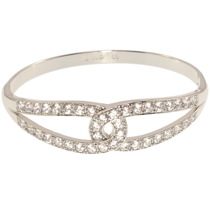 Браслет Xuping Родий Сплетение петелек с цирконием ø 5,8см фото №23 Браслет Xuping Родий Сплетение петелек с цирконием ø 5,8см фото №23