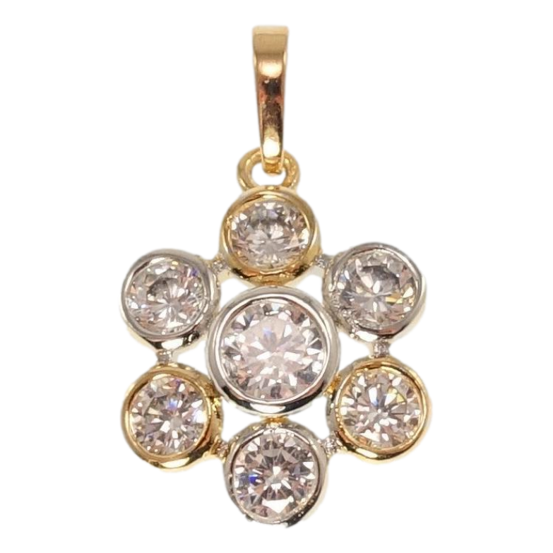 Кулон Xuping Позолота + Родій Квітка з цирконієм фото №1