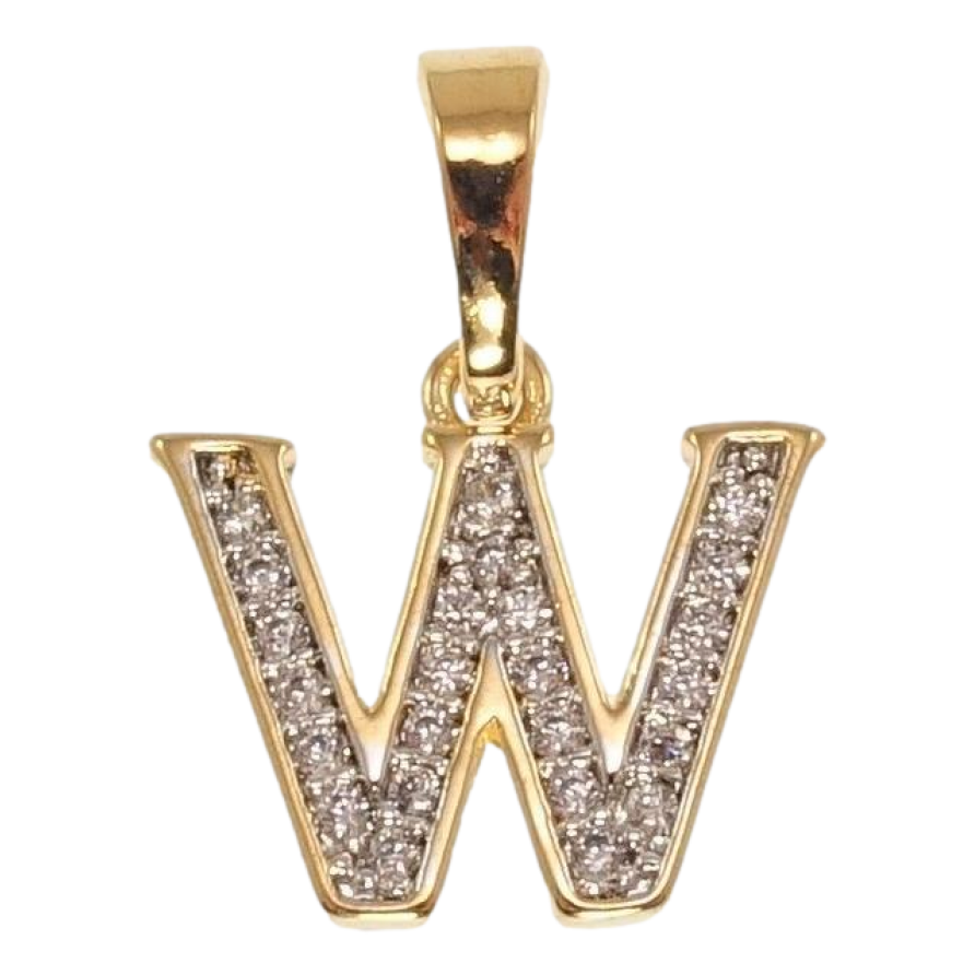 Кулон Xuping Позолота + Родій Літера W з цирконієм фото №1