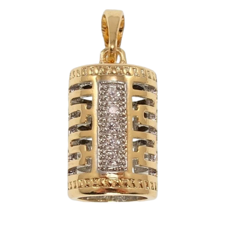 Кулон Xuping Позолота + Родій Циліндр з різьбленим візерунком та доріжками цирконію фото №19