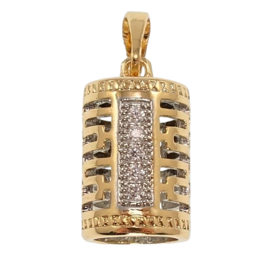 Кулон Xuping Позолота + Родий Цилиндр с резным узором и дорожками циркония фото №1