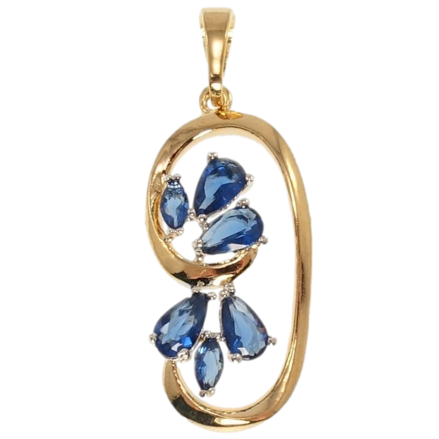 Кулон Xuping Позолота + Родий Декоративный завиток с синими кристаллами фото №1