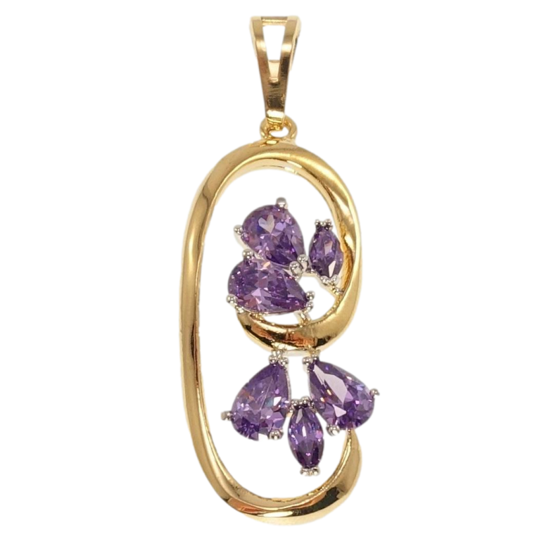 Кулон Xuping Позолота + Родий Завиток с узором из сиреневого циркония фото №1 Кулон Xuping Позолота + Родий Завиток с узором из сиреневого циркония фото №1