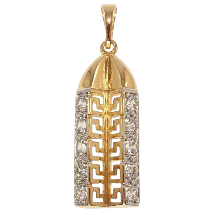 Кулон Xuping Позолота + Родий Резной меандровый орнамент с дорожками циркония фото №5 Кулон Xuping Позолота + Родий Резной меандровый орнамент с дорожками циркония фото №5