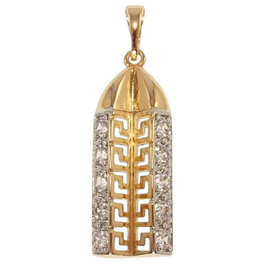 Кулон Xuping Позолота + Родій Різний меандровий орнамент із доріжками цирконію фото №1