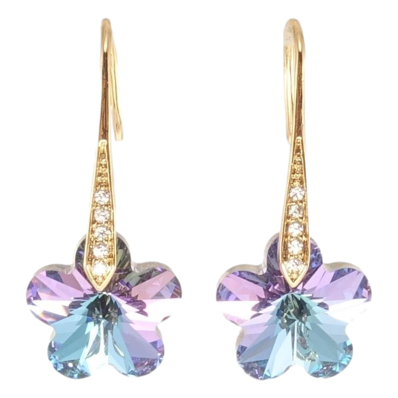 Серьги Xuping цвет 18K с кристаллами Swarovski французский замок Кристальные цветочки Paradise Shine фото №1