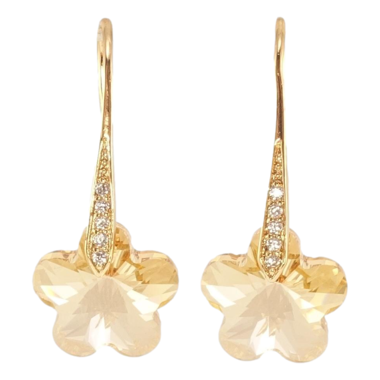 Сережки Xuping колір 18K з кристалами Swarovski французький замок Кристальні квіточки Golden Shadow фото №1 Сережки Xuping колір 18K з кристалами Swarovski французький замок Кристальні квіточки Golden Shadow фото №1