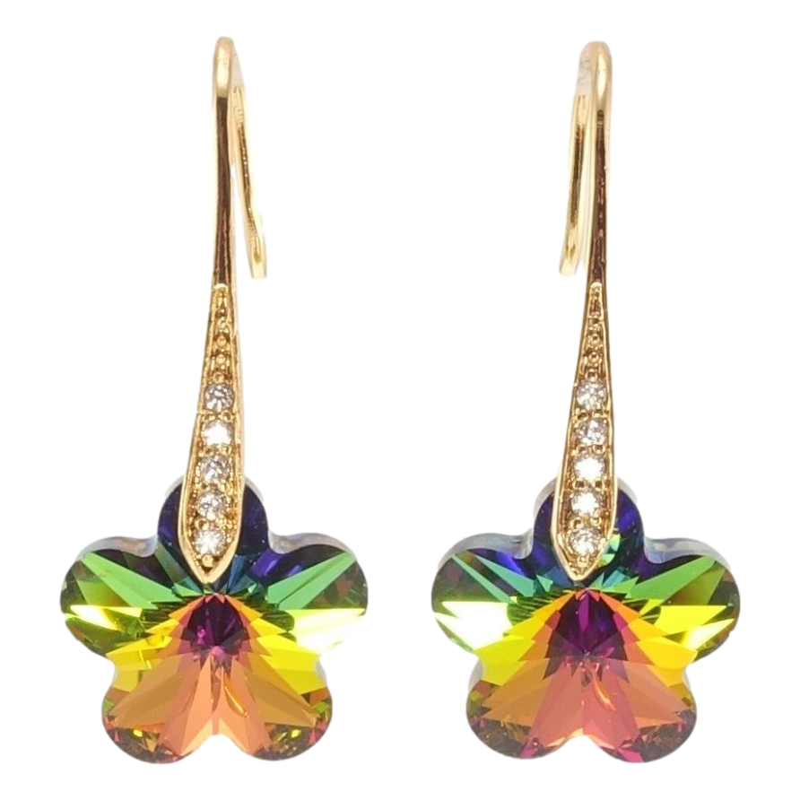 Сережки Xuping колір 18K з кристалами Swarovski французький замок Кристальні квіточки Vitrail Medium фото №1 Сережки Xuping колір 18K з кристалами Swarovski французький замок Кристальні квіточки Vitrail Medium фото №1