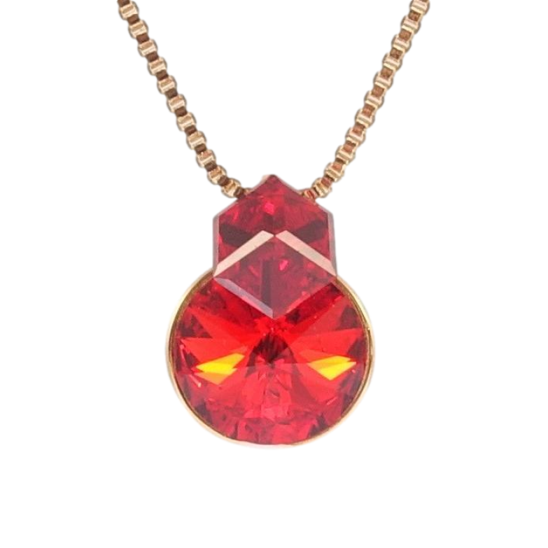 Кулон Xuping 18K с кр-ми Swarovski на цепочке Кристаллы Red Magma длина 39,5-44,5см х 1мм фото №1