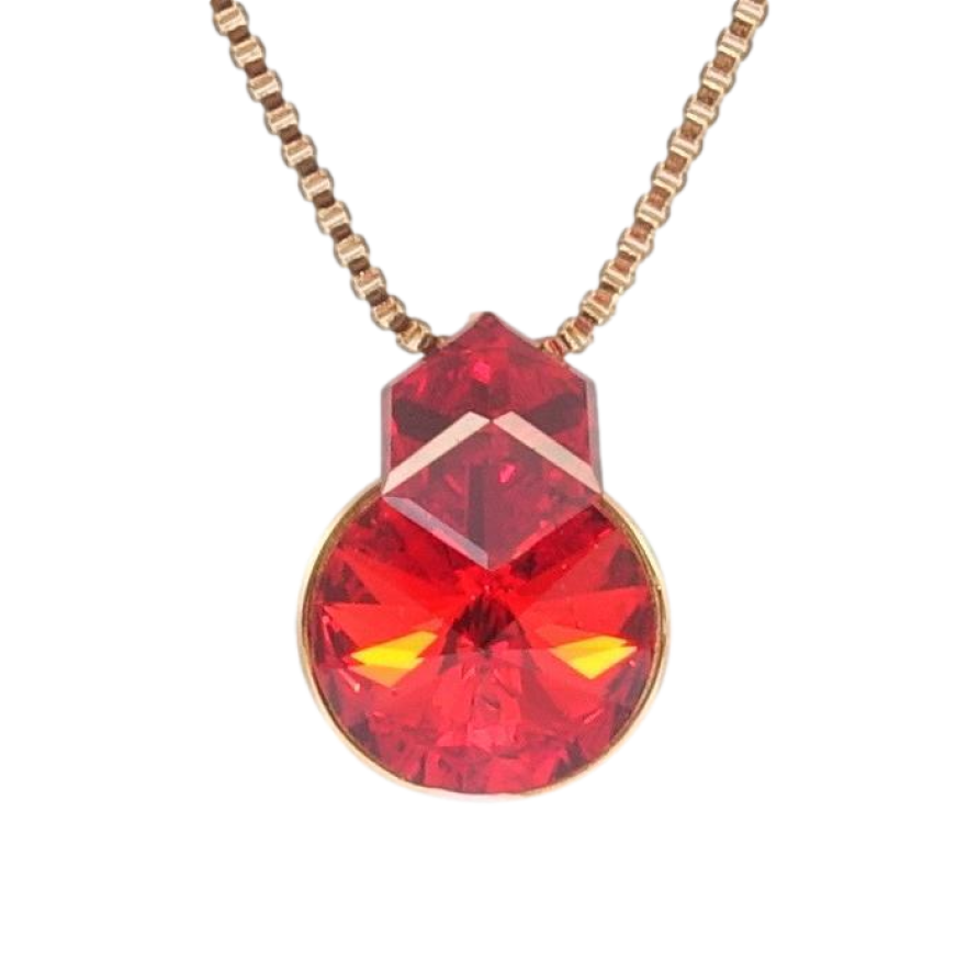 Кулон Xuping 18K с кр-ми Swarovski на цепочке Кристаллы Red Magma длина 39,5-44,5см х 1мм фото №1