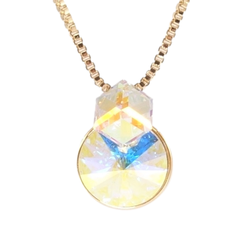 Кулон Xuping 18K з кр-ми Swarovski на ланцюжку Кристали АВ довжина 39,5-44,5см х 1мм фото №1