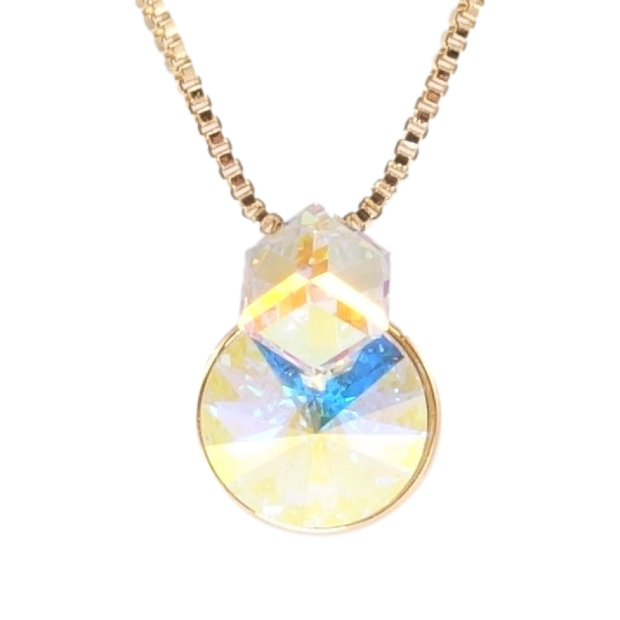 Кулон Xuping 18K з кр-ми Swarovski на ланцюжку Кристали АВ довжина 39,5-44,5см х 1мм фото №1