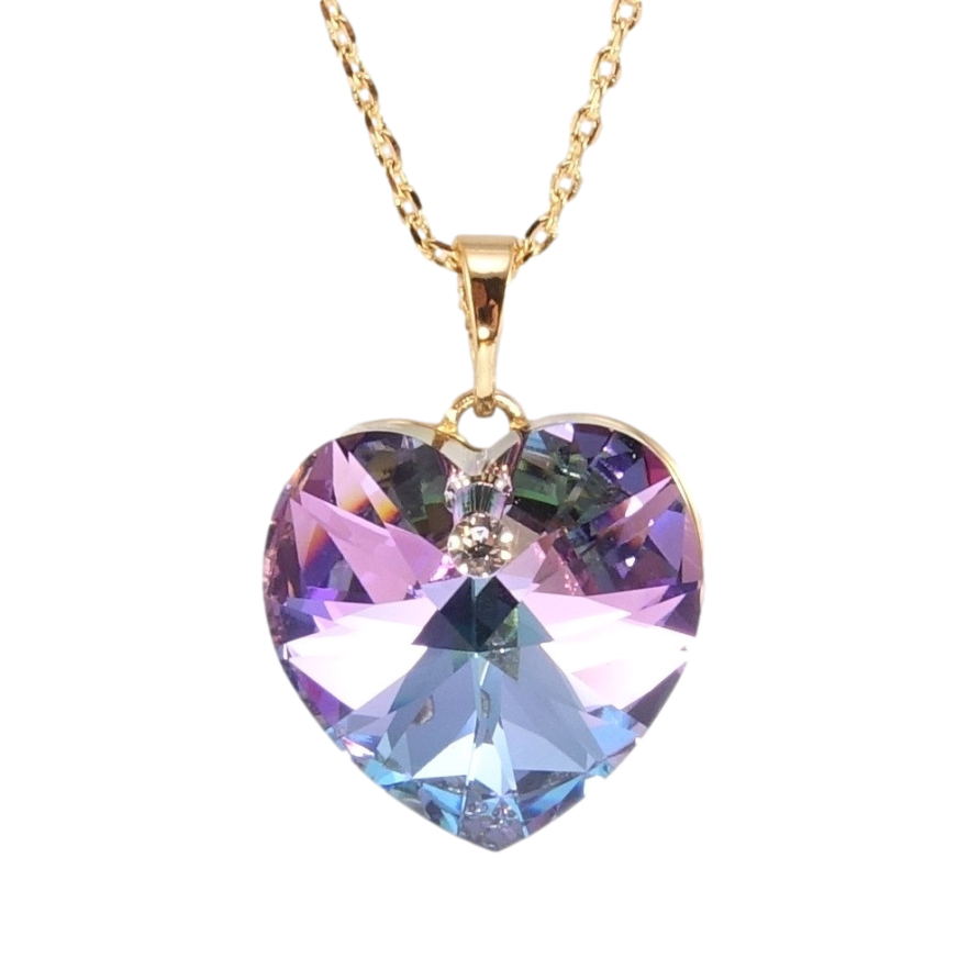 Кулон Xuping 18K з кр-ми Swarovski на ланцюжку Кристальне серце Paradise Shine довжина 39,5-44,5см х 1мм фото №1