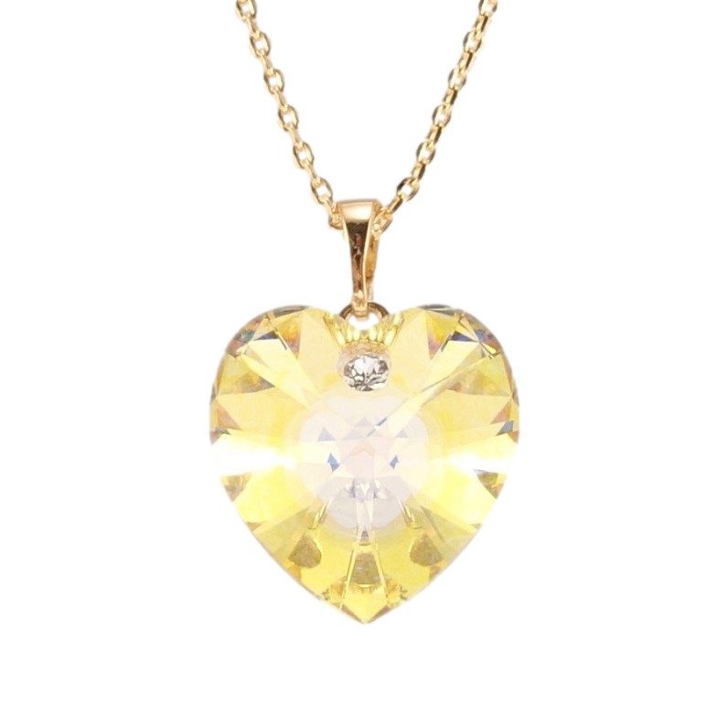 Кулон Xuping 18K з кр-ми Swarovski на ланцюжку Кристальне серце Citrine Shimmer довжина 39,5-44,5см х 1мм фото №1