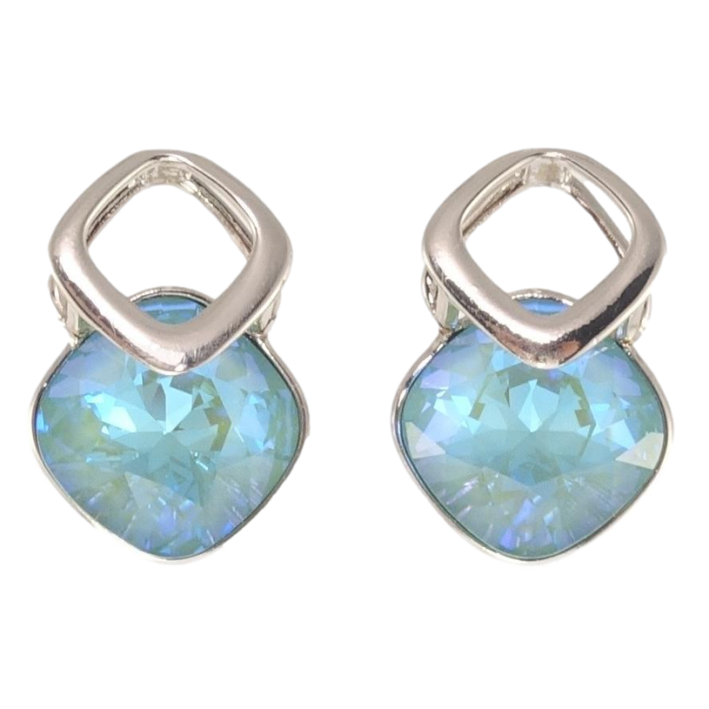 Серьги Xuping цвет Родий с кристаллами Swarovski пусеты Кристаллы Laguna Delite в ромбовой скрепке фото №1