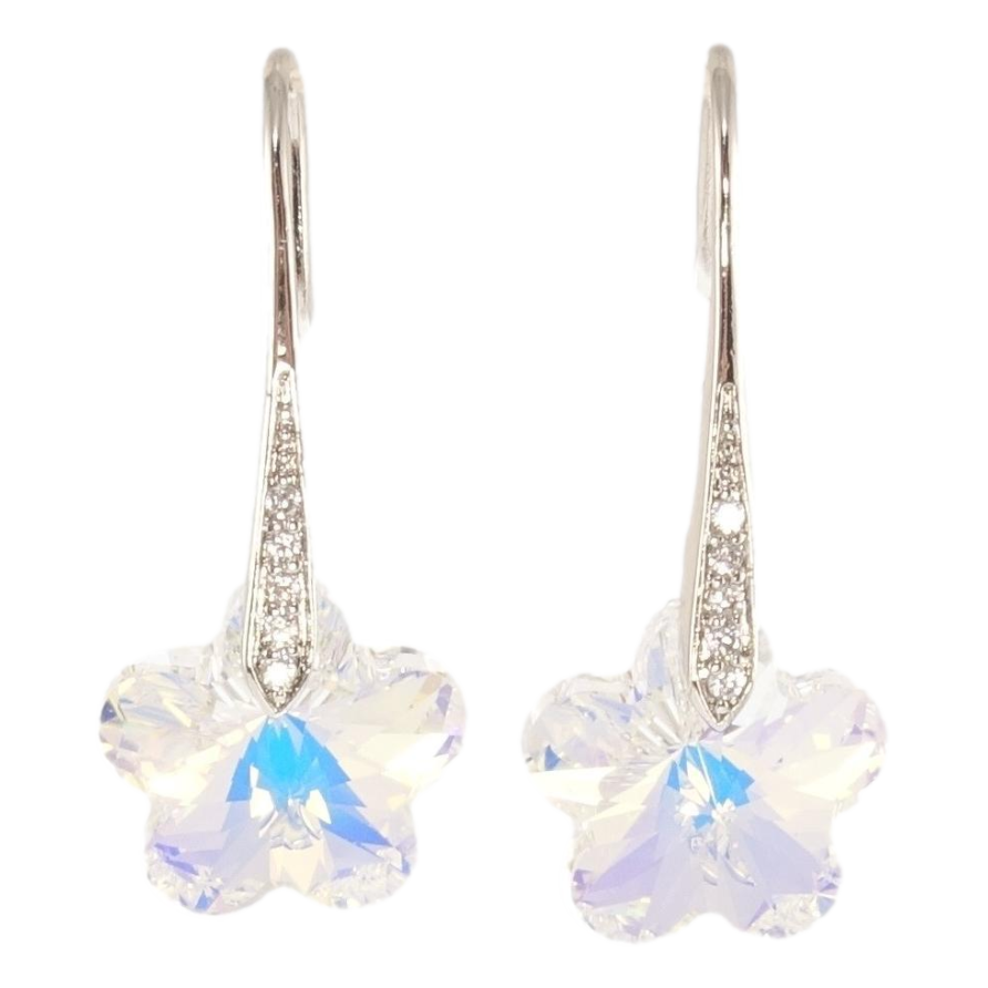 Сережки Xuping колір Родій з кристалами Swarovski французький замок Кристальні квіточки Shimmer фото №1 Сережки Xuping колір Родій з кристалами Swarovski французький замок Кристальні квіточки Shimmer фото №1