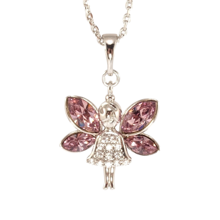 Кулон Xuping колір Родій з кр-ми Swarovski на ланцюжку Фея з кристалами Amethyst дл. 34-39см х 1мм фото №8