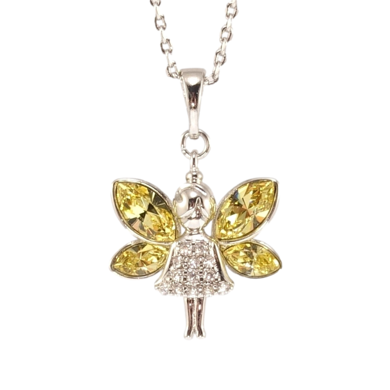 Кулон Xuping колір Родій з кр-ми Swarovski на ланцюжку Фея з кристалами Khaki дл. 34-39см х 1мм фото №1