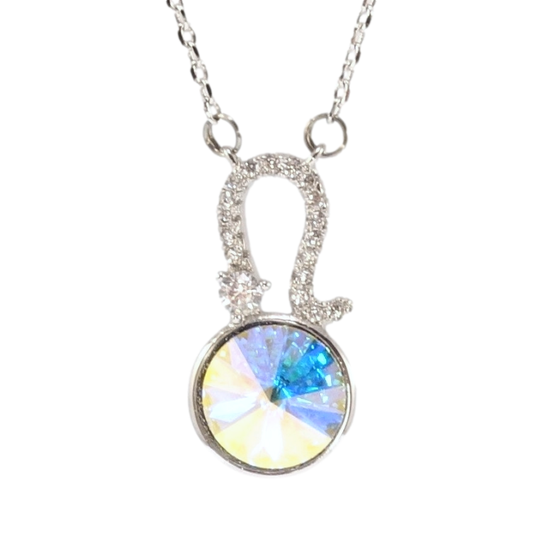 Кулон Xuping колір Родій із кр-ми Swarovski на ланцюжку Кристал АВ знак Зодіаку Лев дл. 42,5-47см х 1мм фото №1