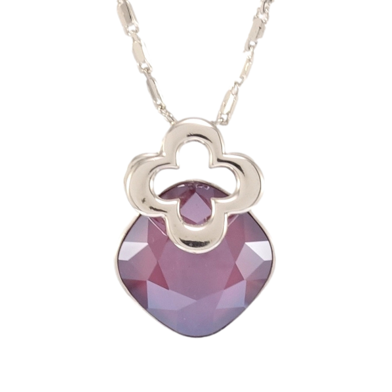 Кулон Xuping колір Родій з кр-ми Swarovski на ланцюжку Кристал Dark Red з квіточкою дл. 39-44см х 2мм фото №1 Кулон Xuping колір Родій з кр-ми Swarovski на ланцюжку Кристал Dark Red з квіточкою дл. 39-44см х 2мм фото №1