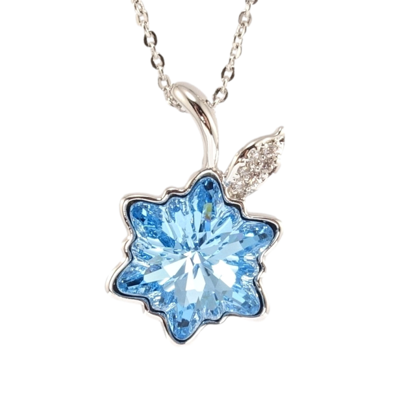 Кулон Xuping колір Родій з кр-ми Swarovski на ланцюжку Кристальна квіточка Aquamarine дл. 41-46.5см х 1мм фото №1 Кулон Xuping колір Родій з кр-ми Swarovski на ланцюжку Кристальна квіточка Aquamarine дл. 41-46.5см х 1мм фото №1