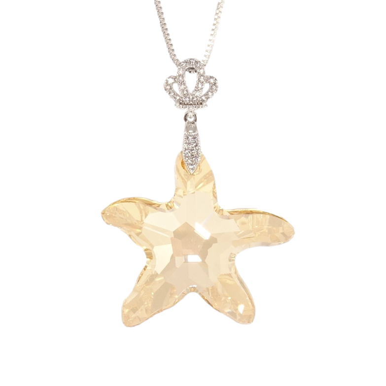 Кулон Xuping колір Родій з кр-ми Swarovski на ланцюжку Кристальна зірка Golden Shadow дл. 40-45см х 1мм фото №2