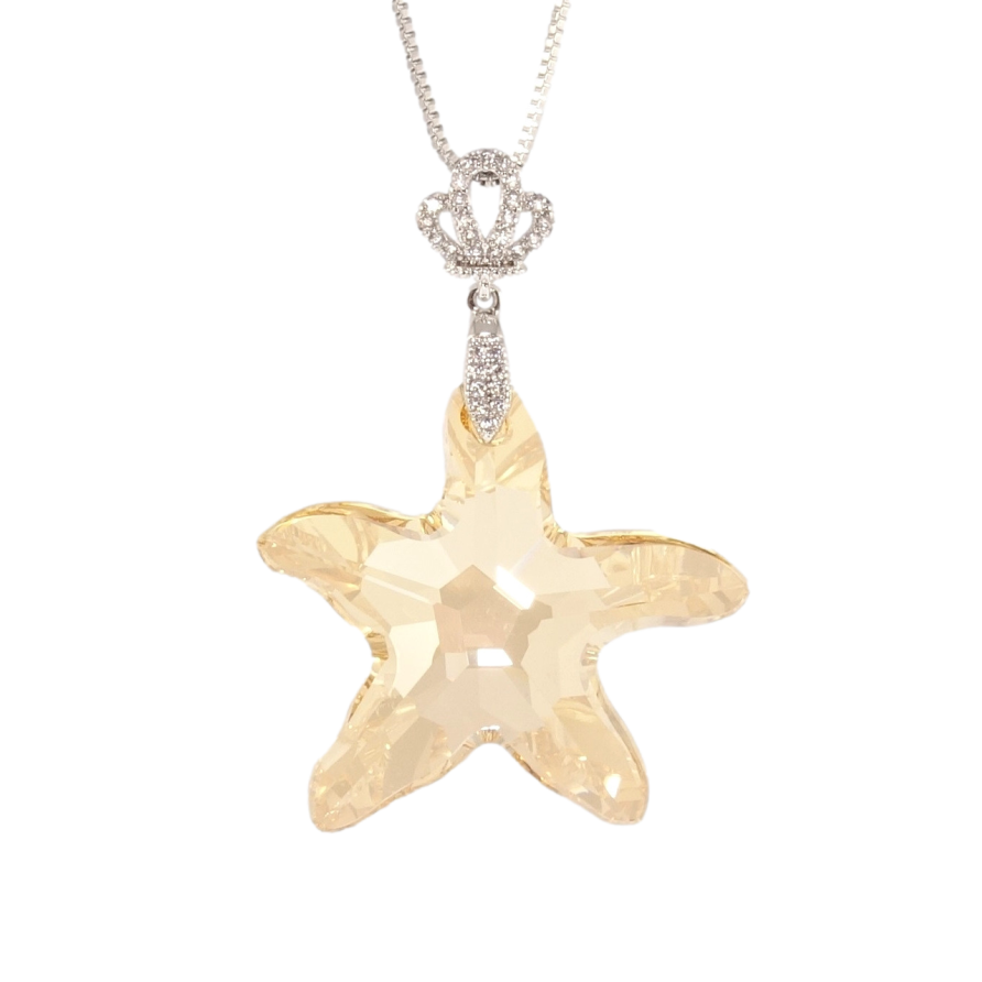 Кулон Xuping колір Родій з кр-ми Swarovski на ланцюжку Кристальна зірка Golden Shadow дл. 40-45см х 1мм фото №1