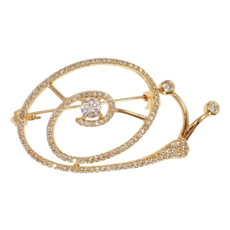 Брошка Xuping Позолота 18K Слимак інкрустація цирконієм фото №2