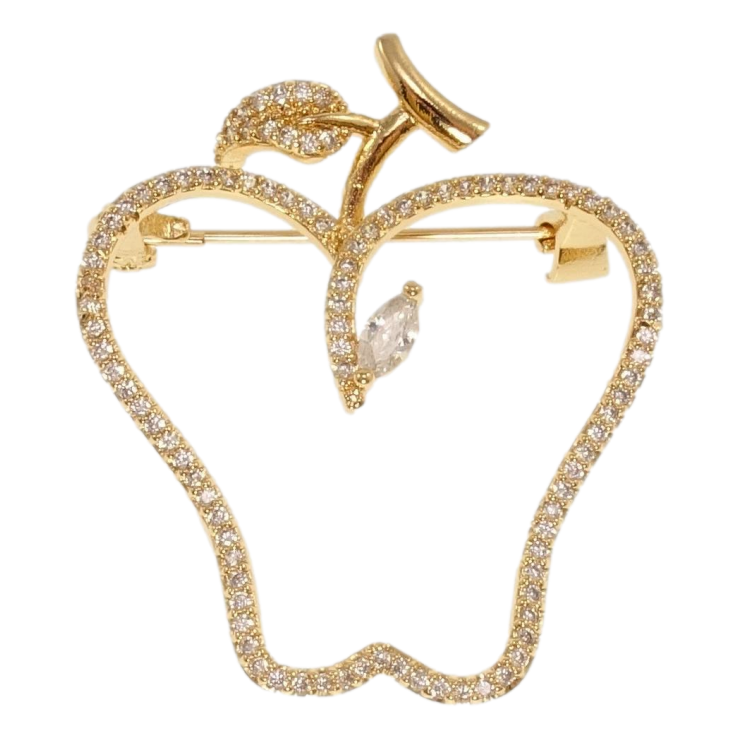 Брошка Xuping Позолота 18K Яблуко інкрустація цирконієм фото №2 Брошка Xuping Позолота 18K Яблуко інкрустація цирконієм фото №2