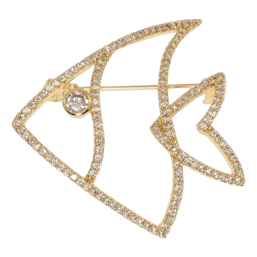 Брошь Xuping Позолота 18K Рыбка инкрустация цирконием фото №1 Брошь Xuping Позолота 18K Рыбка инкрустация цирконием фото №1