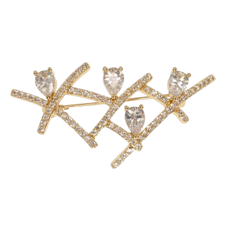 Брошь Xuping Позолота 18K Кристальная абстракция фото №1 Брошь Xuping Позолота 18K Кристальная абстракция фото №1