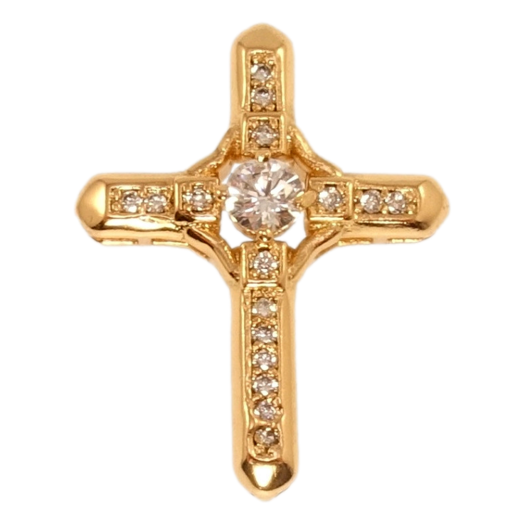 Кулон Xuping Позолота 18K Декоративний Хрест з інкрустацією цирконієм маленька петелька фото №8
