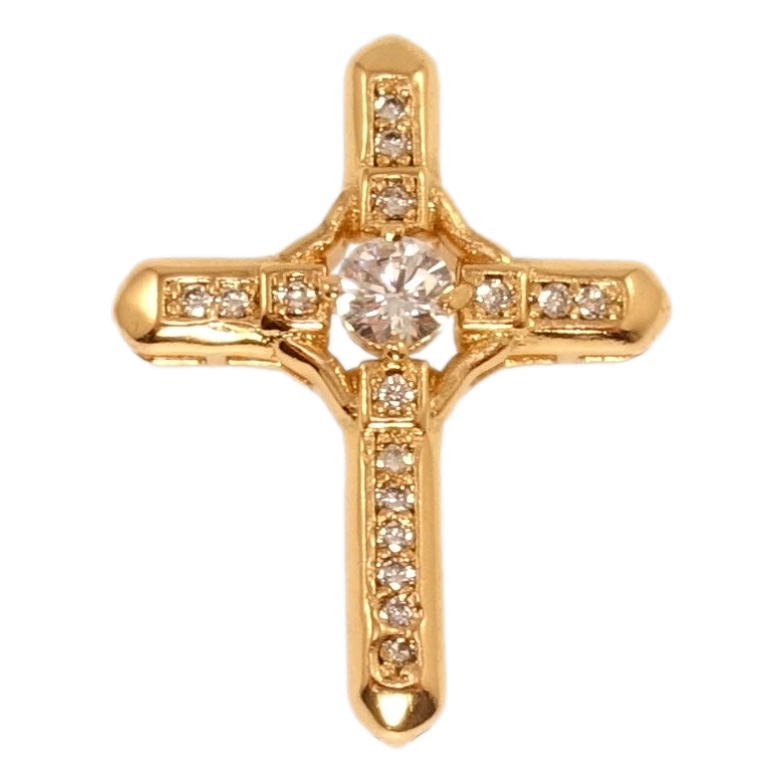 Кулон Xuping Позолота 18K Декоративний Хрест з інкрустацією цирконієм маленька петелька фото №1