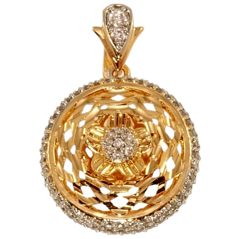 Кулон Xuping Позолота + Родий Круглый резной кулон с цветком и инкрустацией цирконием фото №1