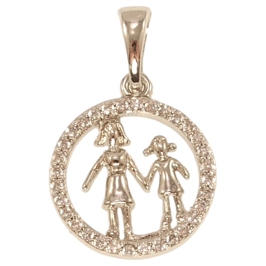 Кулон Xuping Родий Мама с дочкой в кольце циркония фото №1 Кулон Xuping Родий Мама с дочкой в кольце циркония фото №1