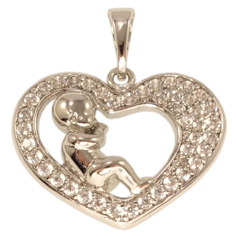 Кулон Xuping Родий Сердце с младенцем фото №1