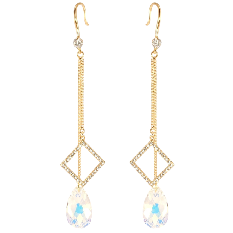 Сережки Xuping колір 18K з кристалами Swarovski французький замок Підвіски з кристалом Shimmer і ромбом на фото №1