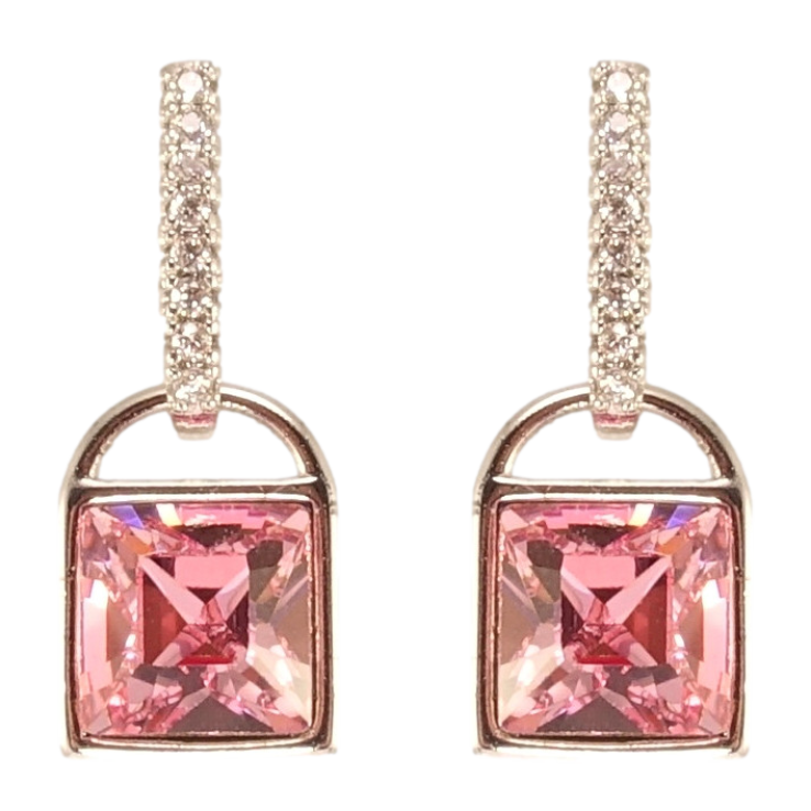 Сережки Xuping колір Родій з кристалами Swarovski пусети Замочки з кристалами Rose фото №25