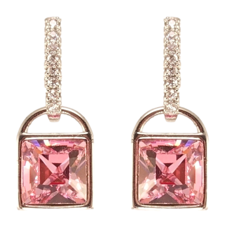 Сережки Xuping колір Родій з кристалами Swarovski пусети Замочки з кристалами Rose фото №1