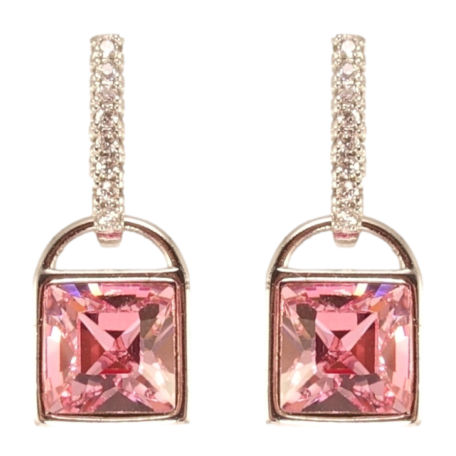 Сережки Xuping колір Родій з кристалами Swarovski пусети Замочки з кристалами Rose фото №1