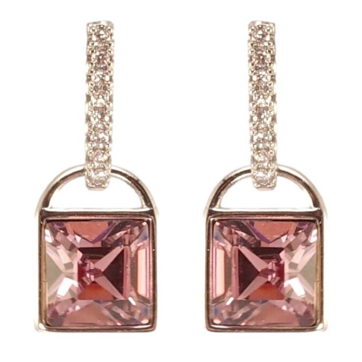 Серьги Xuping цвет Родий с кристаллами Swarovski пусеты Замочки с кристаллами Antique Pink фото №6 Серьги Xuping цвет Родий с кристаллами Swarovski пусеты Замочки с кристаллами Antique Pink фото №6