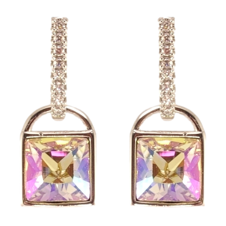 Серьги Xuping цвет Родий с кристаллами Swarovski пусеты Замочки с кристаллами Vitrail Light фото №1 Серьги Xuping цвет Родий с кристаллами Swarovski пусеты Замочки с кристаллами Vitrail Light фото №1