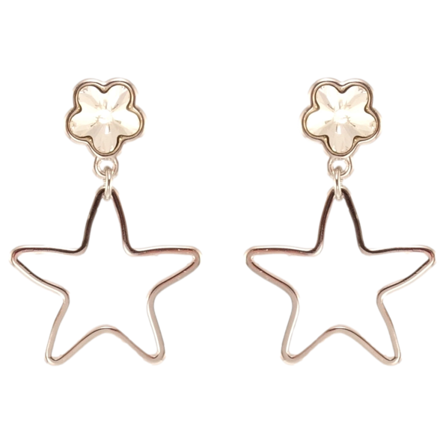 Сережки Xuping колір Родій з кристалами Swarovski пусети Зірочки з кристалами Clear фото №1