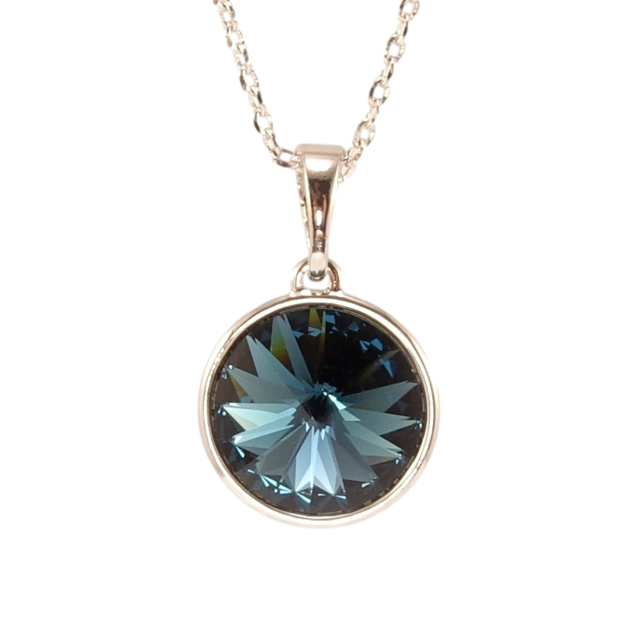 Кулон Xuping колір Родій з кр-ми Swarovski на ланцюжку Кристал Montana, ø 12мм дл. 40-45см х 1мм фото №1