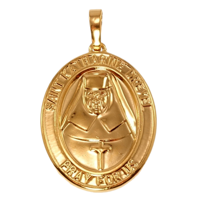 Кулон Xuping Позолота 18K Ладанка Святая Катарина Дрексель, Молись о Нас фото №1