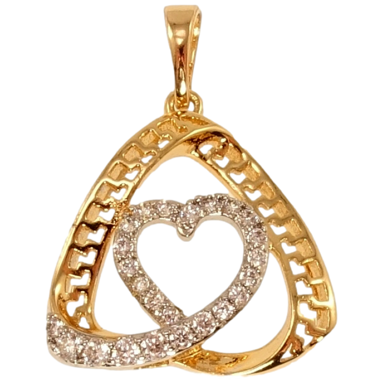 Кулон Xuping Позолота + Родій Трикутник із серцем фото №1