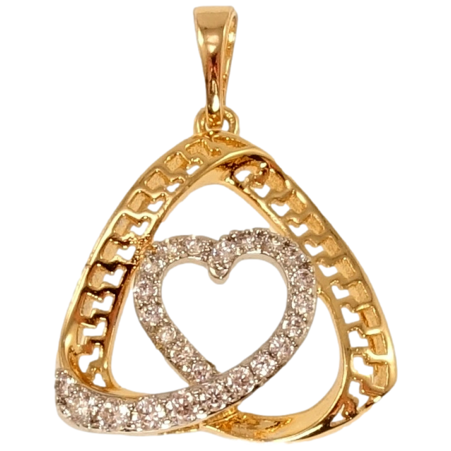 Кулон Xuping Позолота + Родій Трикутник із серцем фото №1