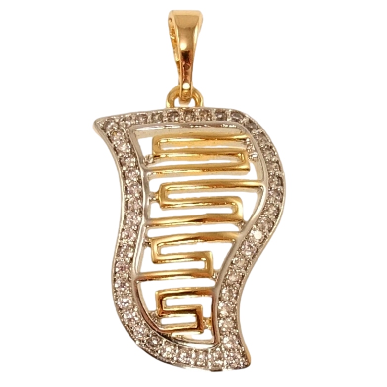 Кулон Xuping Позолота + Родий Декоративная подвеска с резным меандровым узором с цирконием фото №1