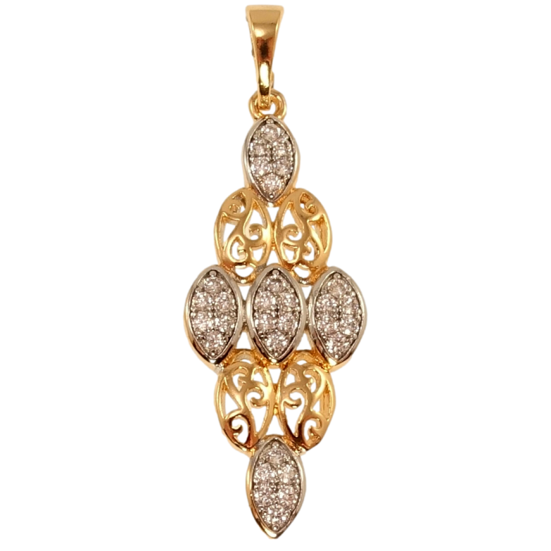 Кулон Xuping Позолота + Родій Ромбова підвіска з різьбленим вензельним візерунком та цирконієм фото №1 Кулон Xuping Позолота + Родій Ромбова підвіска з різьбленим вензельним візерунком та цирконієм фото №1