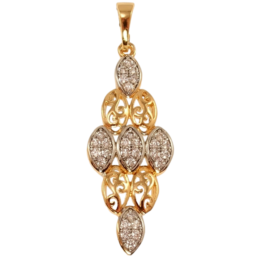 Кулон Xuping Позолота + Родій Ромбова підвіска з різьбленим вензельним візерунком та цирконієм фото №1